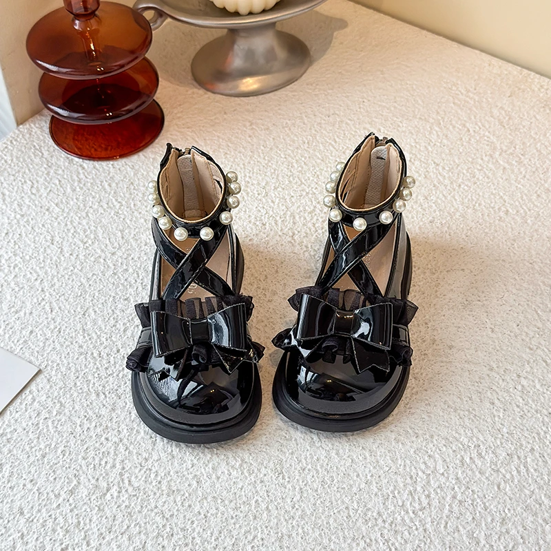 أحذية الأميرة الجلدية للفتيات بعقدة على شكل فيونكة حلوة للأطفال أحذية ماري جين كاجوال بحزام الكاحل للأطفال أحذية أنيقة لحفلات الزفاف