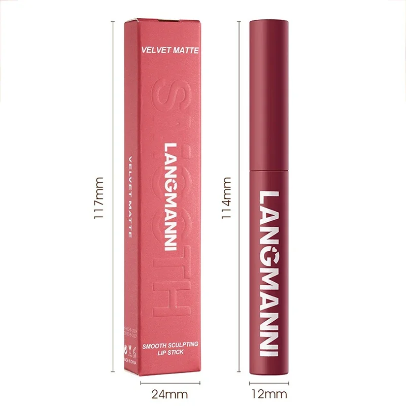 Matte Lipstick Non-Stick Cup Long-Lasting Velvet Finish Lipstick Pen Smooth Matte Lip Color Waterproof Non-Fading 12 Colors Nude