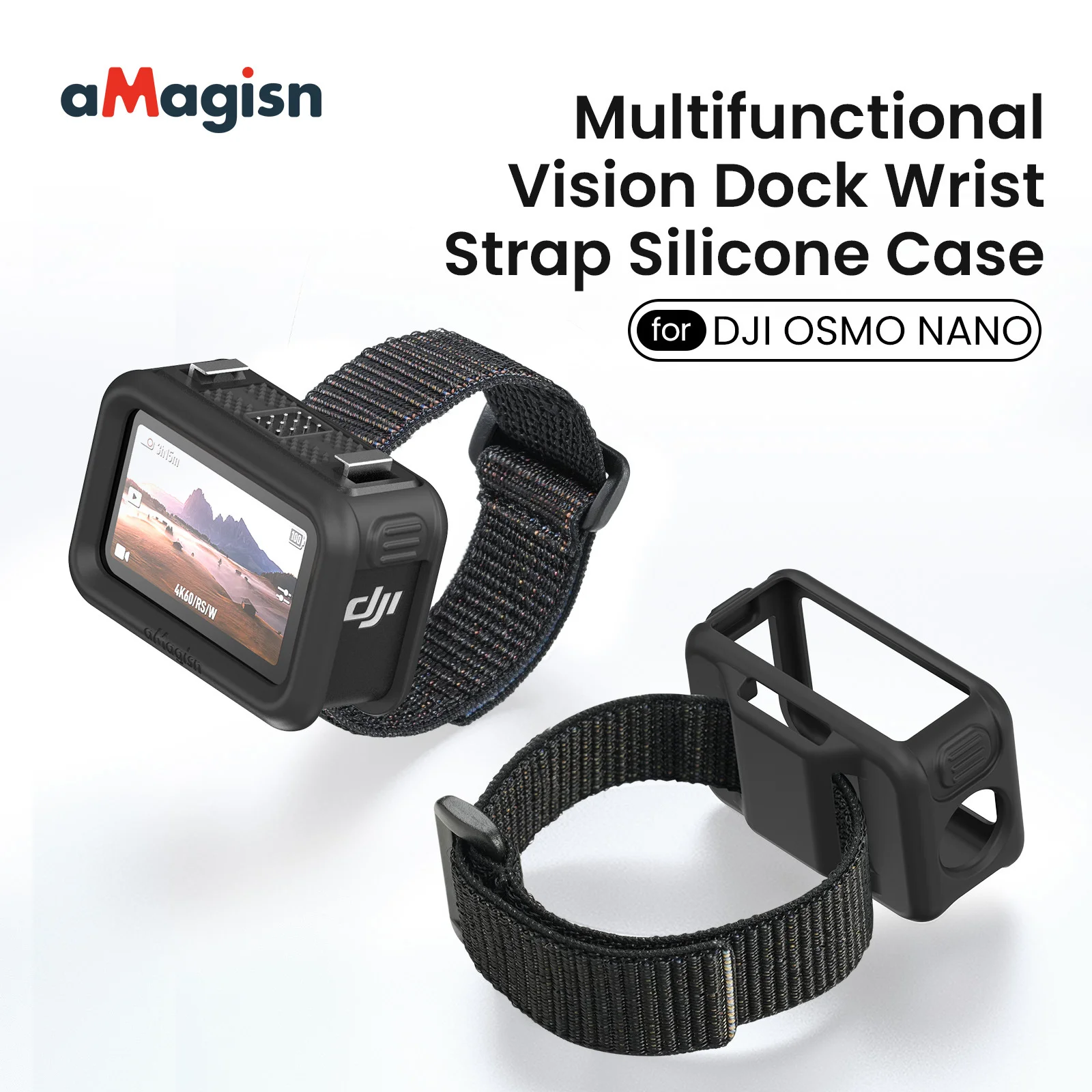 Amagisn Protective Silicone Case Adjustable Strap For Dji Osmo Nano Action Camera Vlog Shooting Accessories