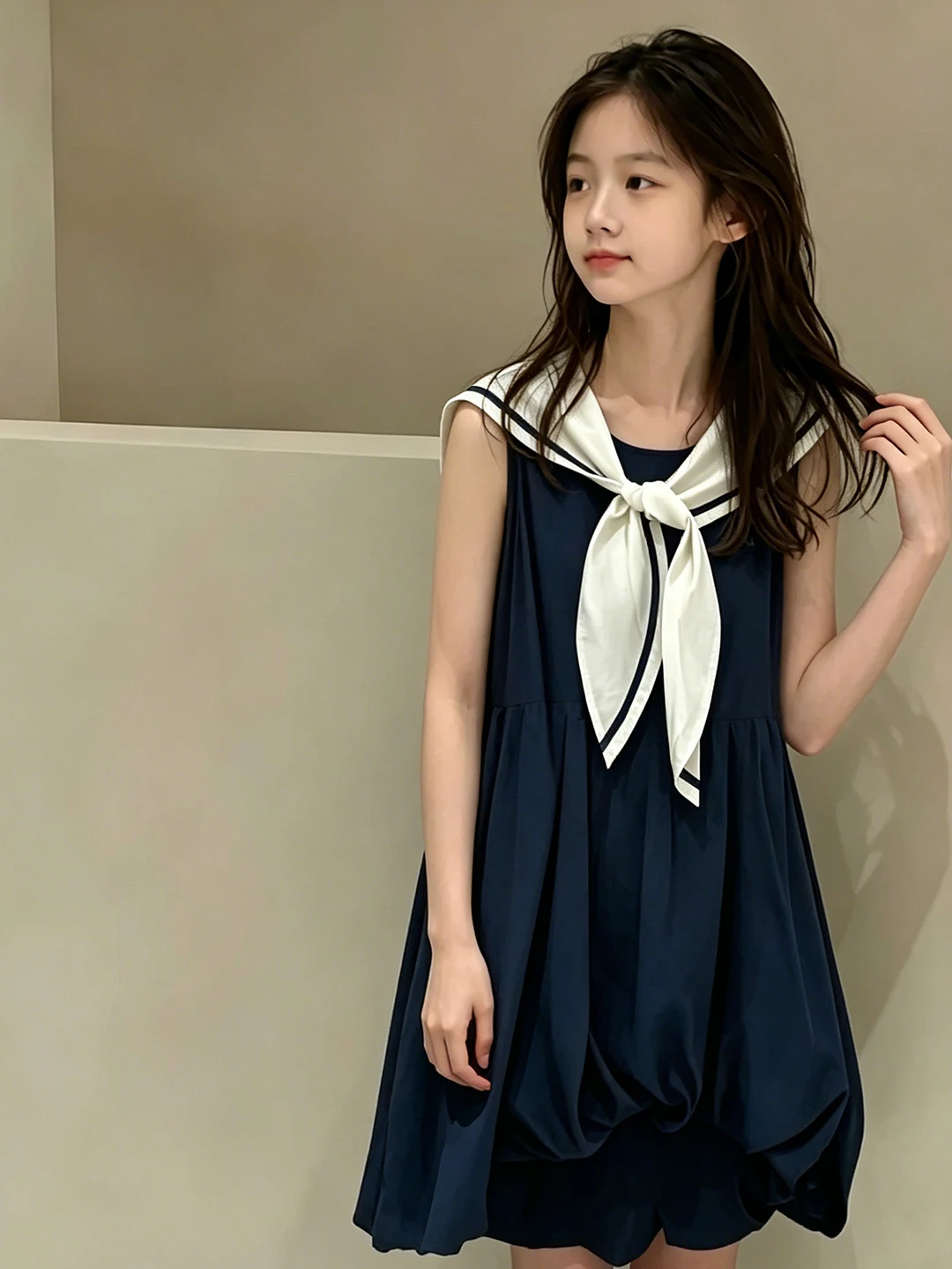 

Fashionable Deep Blue School Uniform Style Vest Dress for Girls Children's Summer Clothing 2026 New Style Trendy Vest Skirt