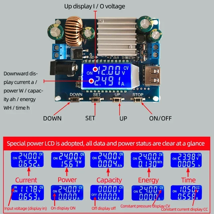 1PCS DC-DC DC 5-30V to DC 0.6-30V 4A 35W Step Up/Down Boost Buck CC CV Regulated Adjustable Power Supply Module For arduino