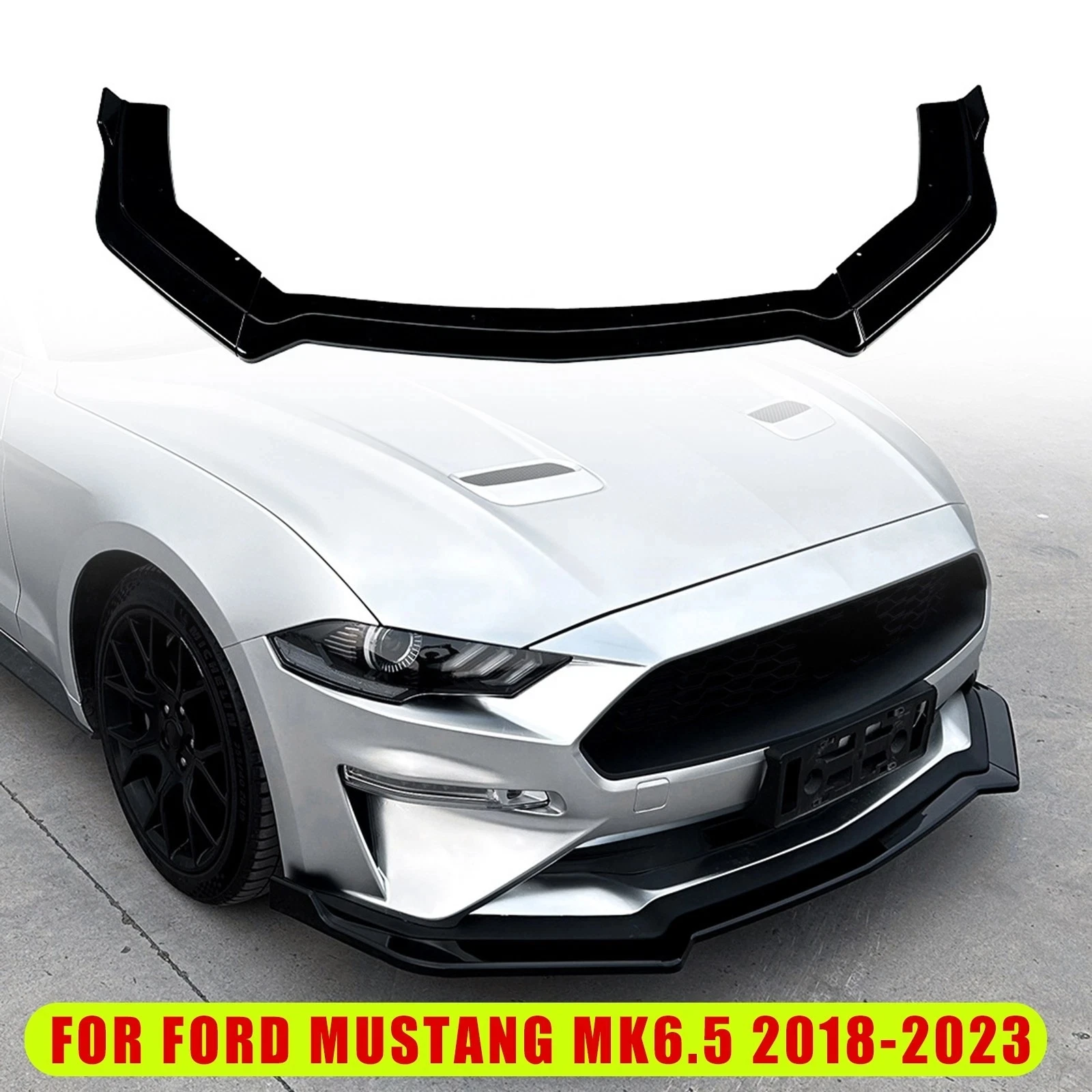 

Car Front Bumper Lip Spoiler Splitter Diffuser Bodykits For Ford Mustang MK6.5 2018-2023 3Pcs Front Bumper Spoiler Lip Splitter