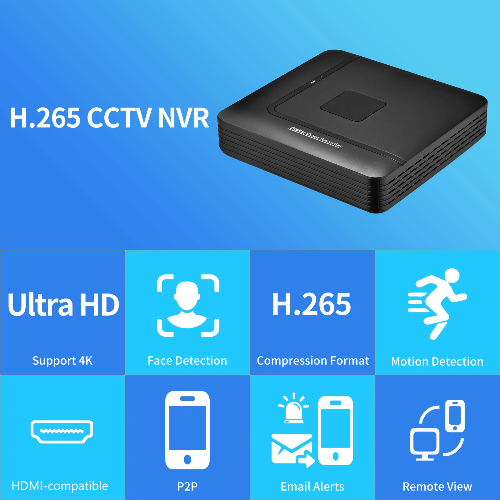 Azishn H.265 Cctv Nvr 32CH 16CH 9CH 4K 8MP Gezicht Detecteren Beveiliging Video Recorder Bewegingsdetectie P2P Vga ftp xmeye Cctv Nvr