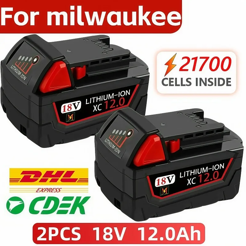 

Аккумулятор M18 с высоким выходом 12,0 Ач для Milwaukee 18 В — совместим с зарядным устройством 48-11-1860 48-11-1850 48-11-1840