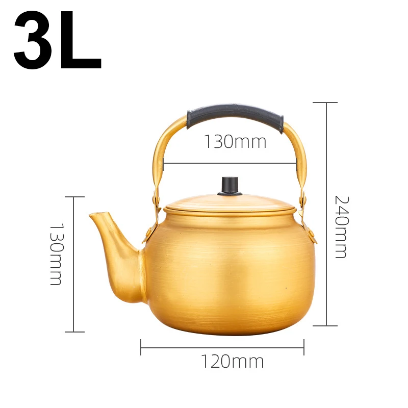 Gold  Aluminum Teapot 0.55-3L Large Capacity Water Kettle Kitchen Coffee Pot Korean Style Rice Wine Pot Portable Tea Pot