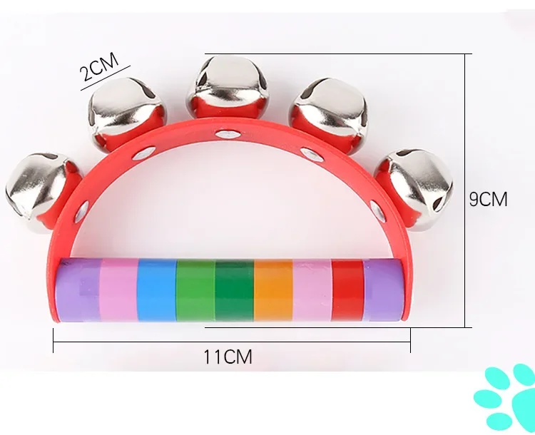 만화 아기 딸랑이 다채로운 무지개 장난감, 어린이 유모차 침대 손잡이, 나무 활동 벨 5 징글 스틱 셰이커 딸랑이 아기 선물 랜덤