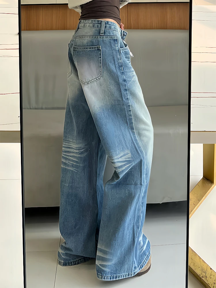 

Американские ретро-джинсы с широкими штанинами, светло-голубые, мужские, с высокой талией, свободные, прямые, длинные брюки, повседневные, молодежные, летние, джинсовые