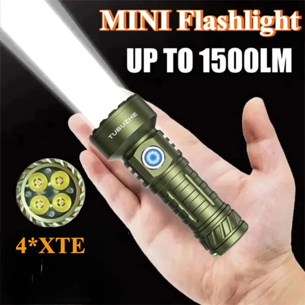 Mini High Bright LED Flashlight Lightweight Torch Rechargeable Lamp IPX4 Waterproof Lantern Outdoor Maintenance Hiking Camping