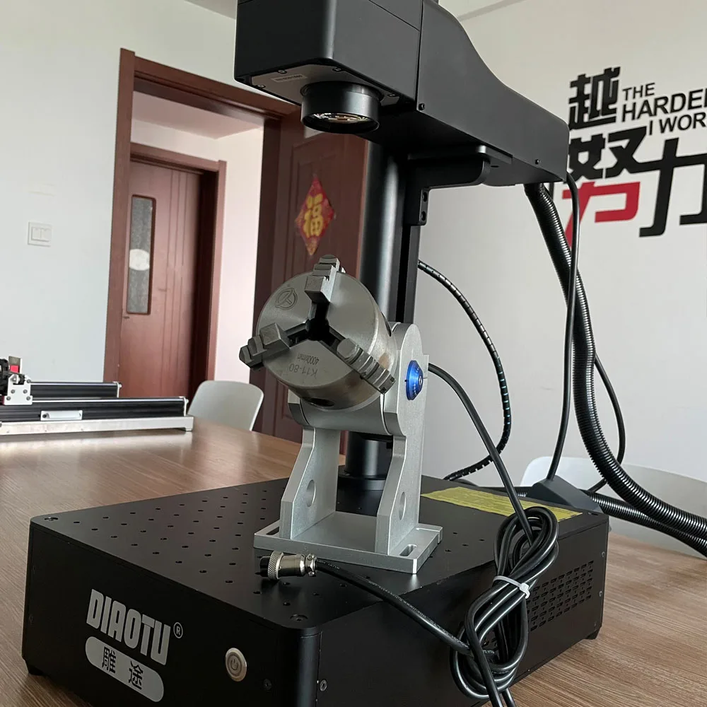 Diaotu  Raycus Fiber Laser Marking Machine with Rotary Ezcad Laser Engraving and Cutting Machine For Metal Laser Engraver Silver