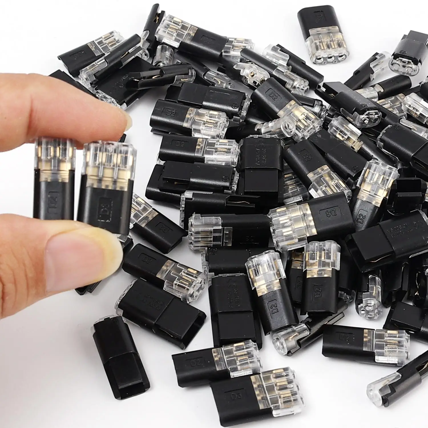1-40PCS LED Welding Free Stripping Free Wiring Terminal D1 D2 D3 Plug-in Type Quick Connector for Mutual Insertion DIY Projects