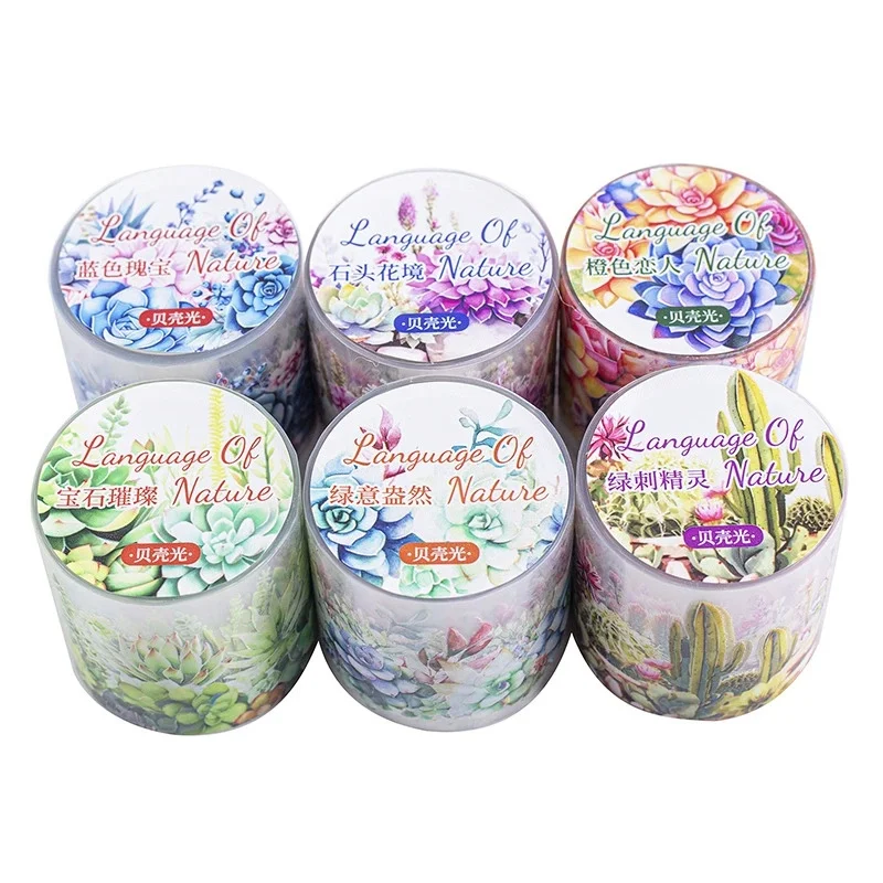 Succulent Plants Washi Tape Nature Inspired Cactus Succulent Scrapbook Stickers for Journaling, DIY Craft Planners & Card Making