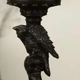 Dark Terror Skeleton Crow Candlestick Pendulum