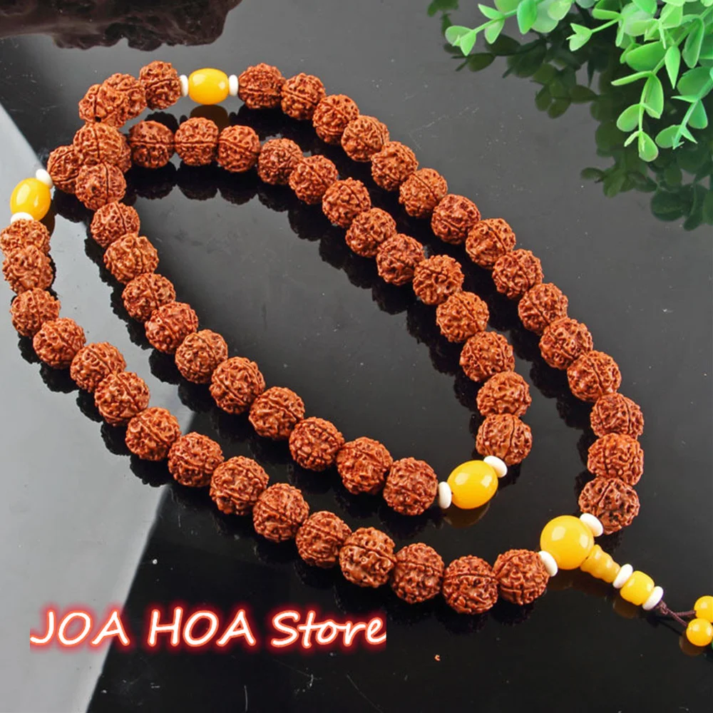 

Bodhi Wooden Bracelet Feng Shui Amulet Wish Pendant Natural Material Round Bead Bodhi-Necklace 108 Beads Chain Jewelry