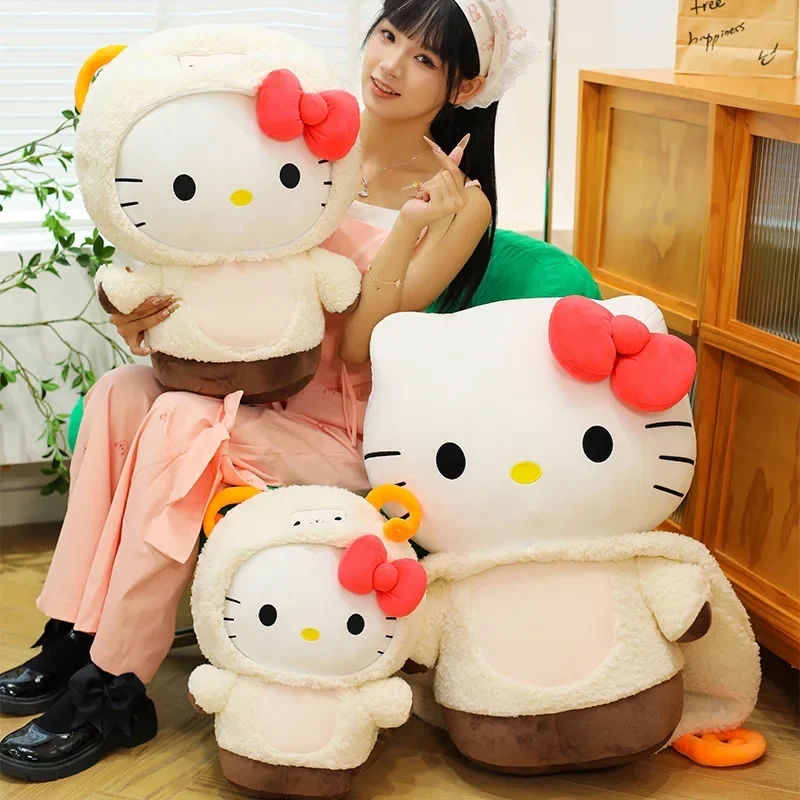 Nuovo Sanrio 60 centimetri Carino Trasformabile Agnello KT Gatto Peluche per I Bambini Di Compleanno Regalo Di Natale Morbido Dormire Cuscino Peluche Bambola