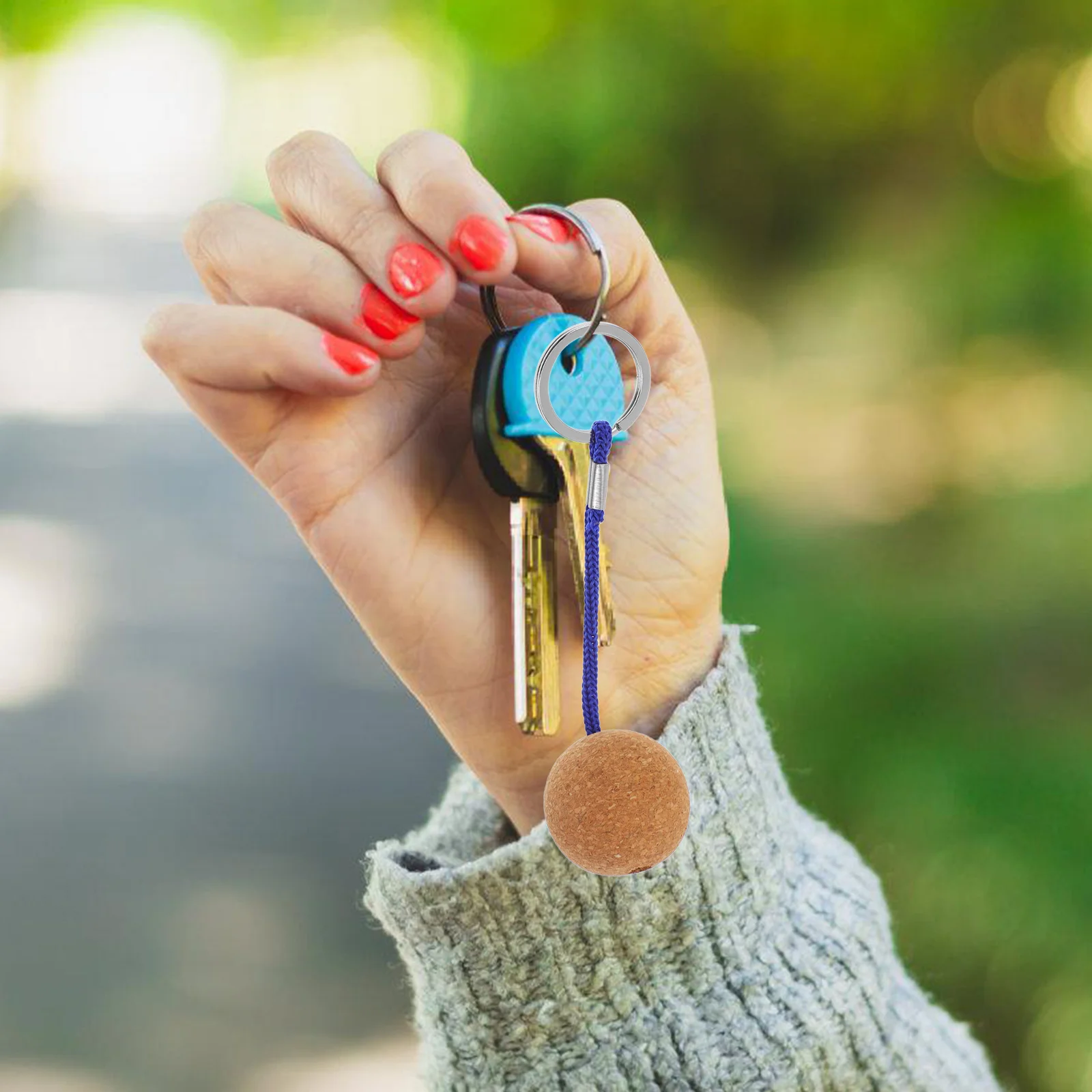 2 個クリエイティブフローティングコルクボールキーホルダーポータブル浮力キーリングカヤックボート釣りサーフィンウォータースポーツ用