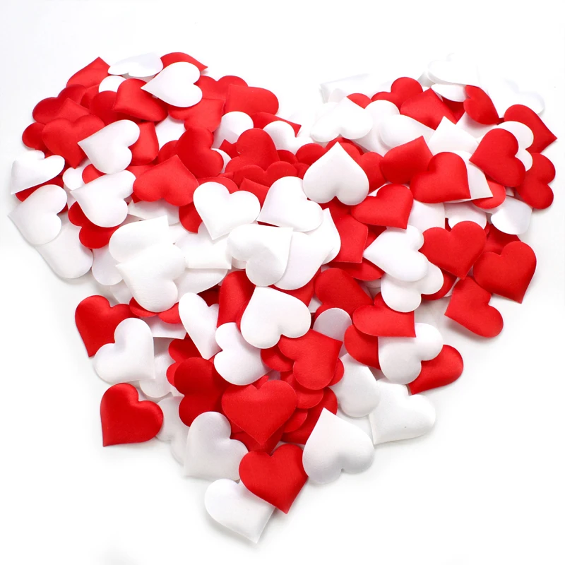 100Pcs Romantic Sponge Satin Heart Wedding Confetti Table Bed Petals Valentine Decoration Love Heart Wedding Party Decoration