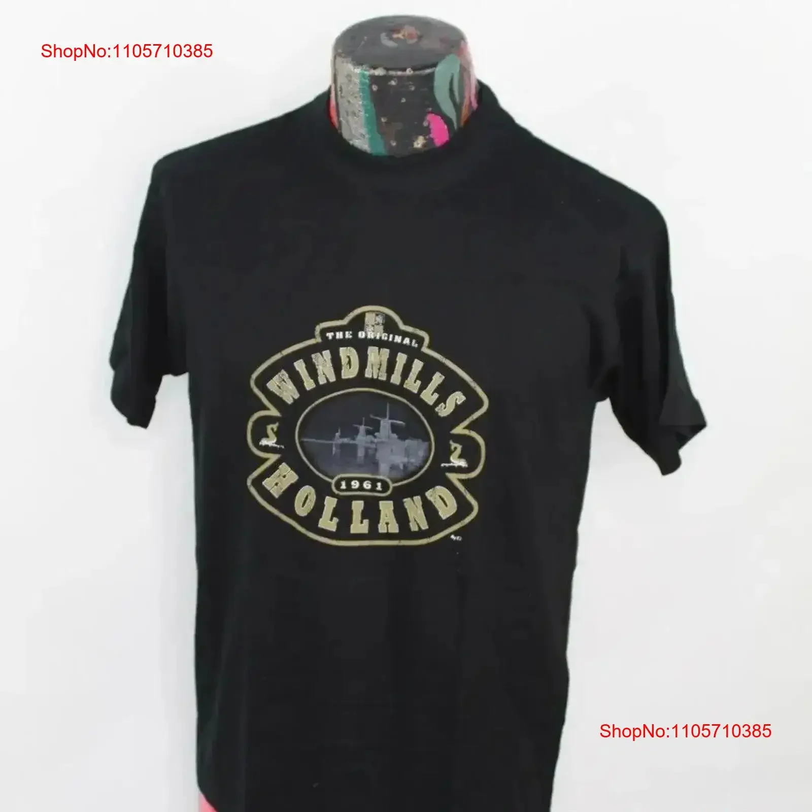 The Originals Windmills Holland 1961 Black T Shirt Small vintage Washed Slightly graphic Versatile Breathable Stylish fashion