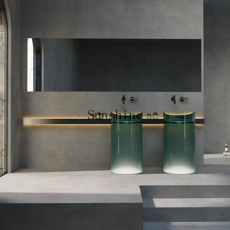 

Pure resin transparent crystal color floor-to-ceiling column hotel villa art basin simple