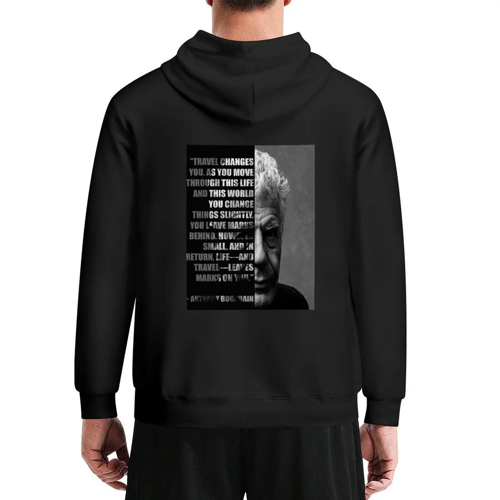 

Anthony Bourdain motivational Quote about travelling Hoodie mens clothing mens clothes autumn hoodie for men