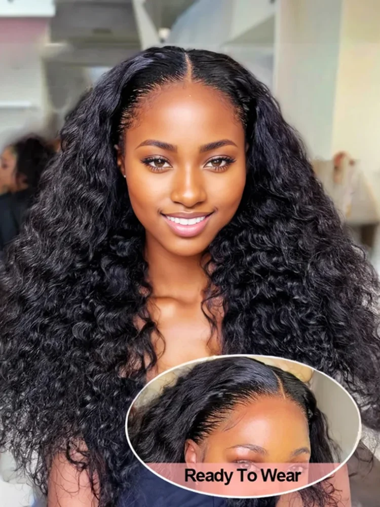 

Curly 7x5 Glueless Human Hair Wigs Pre Plucked Deep Wave 13x4 HD Lace Frontal Wigs Human Hair Ready To Wear 30 36 Inch For Women