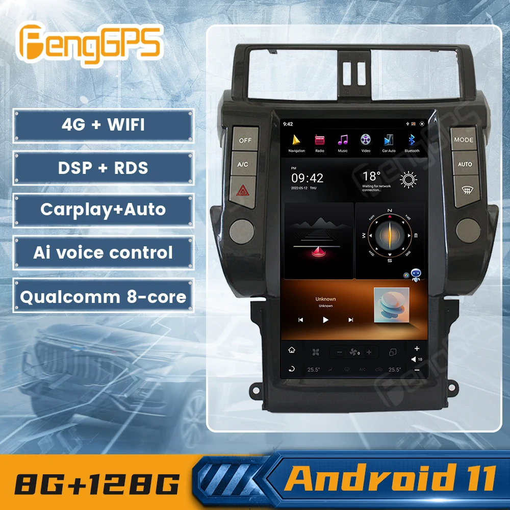 Android11 Car Radio For Toyota Land Cruiser Prado 150 2010 2011 2012 2013 GPS Navi DVD DSP Multimedia Player G6 System Headunit