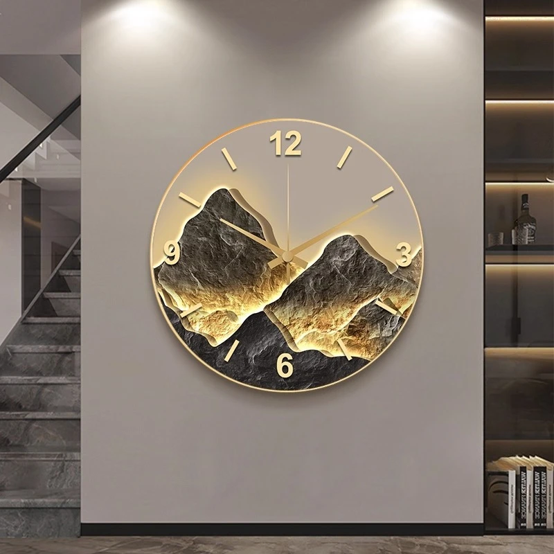 

Entrance Hall Rotundity Wall Clock Living Room LED Digital Clock Corridor Mural Lamp Luxury Mute Wall Clock Room Decoration