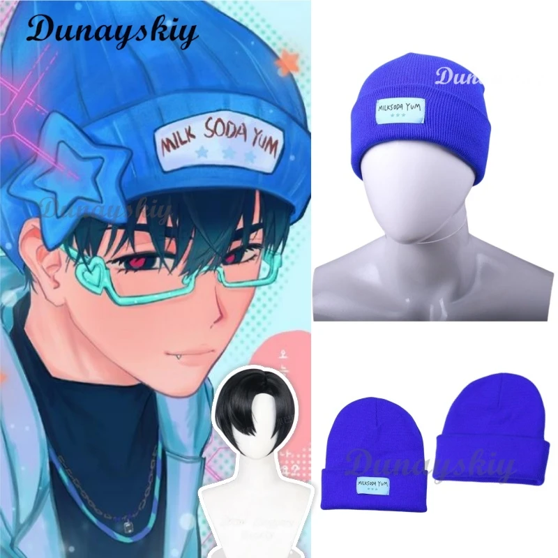 

Alien Stage Anime Ivan Cosplay Wig Blue Hat Parts Prop Blue Knitted Hat Warm Cap Letter Cap Unisex Cap Roleplay Customized