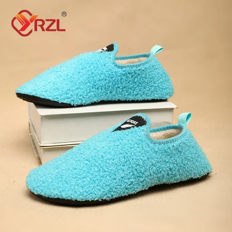 YRZL Winter Cotton Shoes Men Indoor Warm Slip on Lightweight Slipper Women Plush Home Cotton Loafers Unisex Winter Warm Shoes