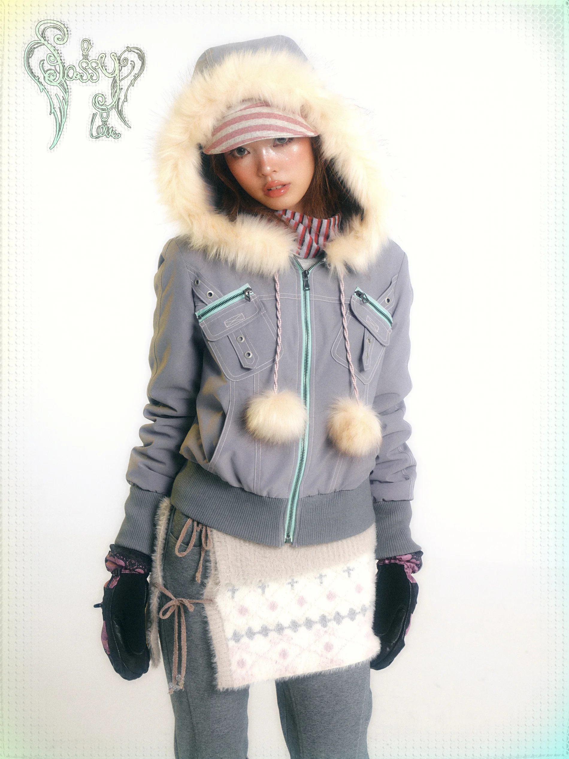 

SassyLove Quilted Cotton Jaet Zipper ket Warmth Insulation ort Cotton Coat Women's Faion Winter Outerwear