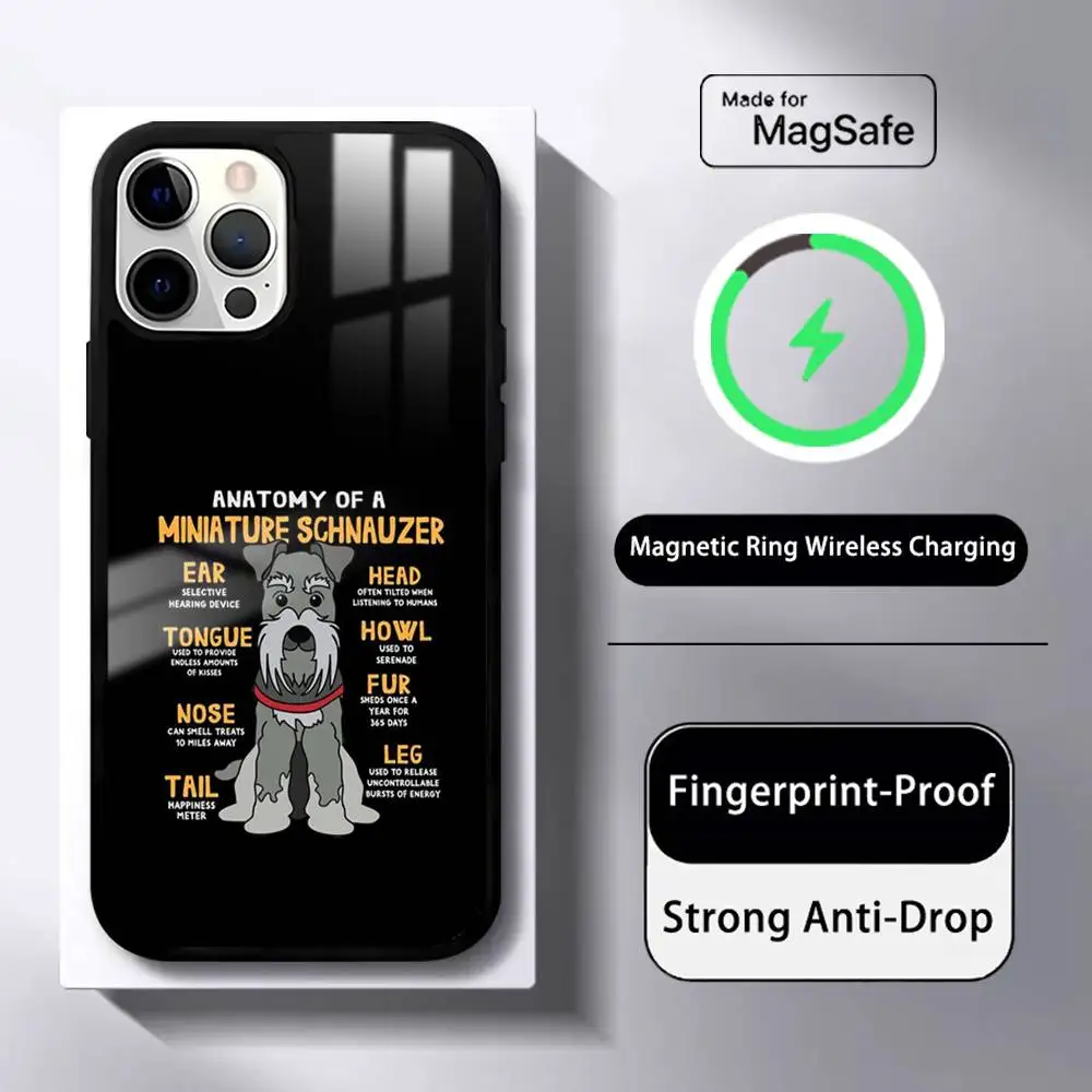 حافظة هاتف مصغرة للكلاب من Schnauzer MagSafe مغناطيسية لهاتف iPhone 16 15 14 13 12 11 Pro Plus Max شاحن لاسلكي صغير Funda #5