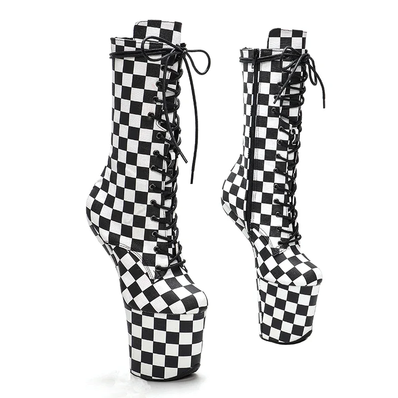Leecabe Matte PU  trend fashion  Lady Gaga Boots heelless stripper pole dance boots