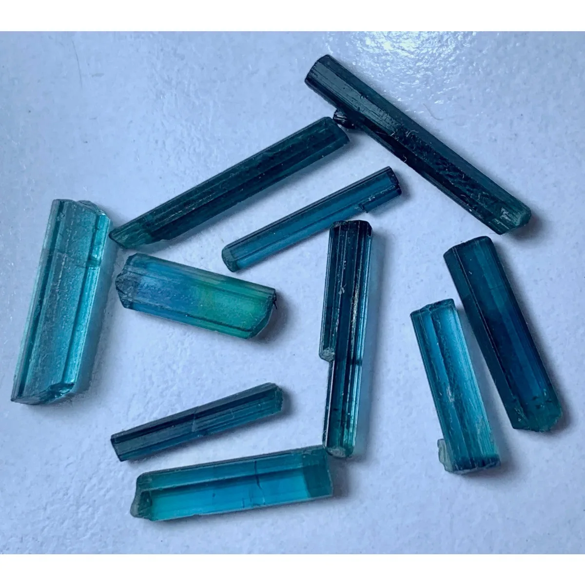 Brazilian Elbaite Rough Stones, 10g 5-15mm Random Colors, Display Box for Mineral Collection & Shelf Display