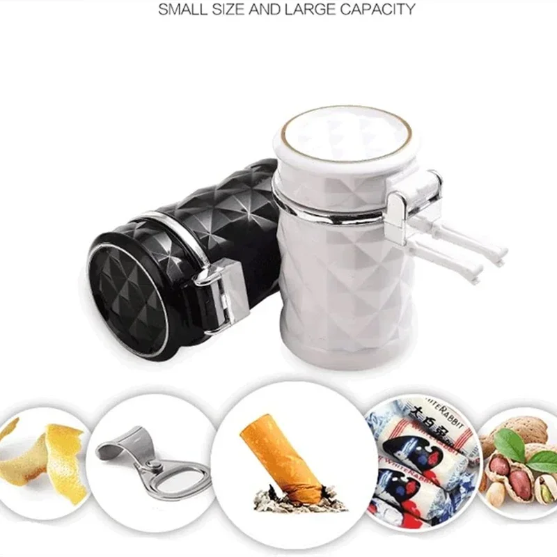LED Light Alloy Ashtray Aluminum Cup Smokeless Car Ashtray Flame Retardant Auto Parts Car Portable Universal Ashtray Belt view 5