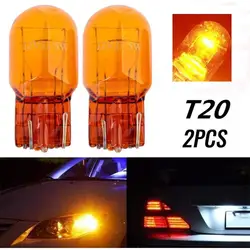 7443, 580, W21/5W 12V 2Pcs T20 Halogen Lamp Bulbs Daytime Running Lights Stop Brake Lights Tail Lamps DRL Bulbs
