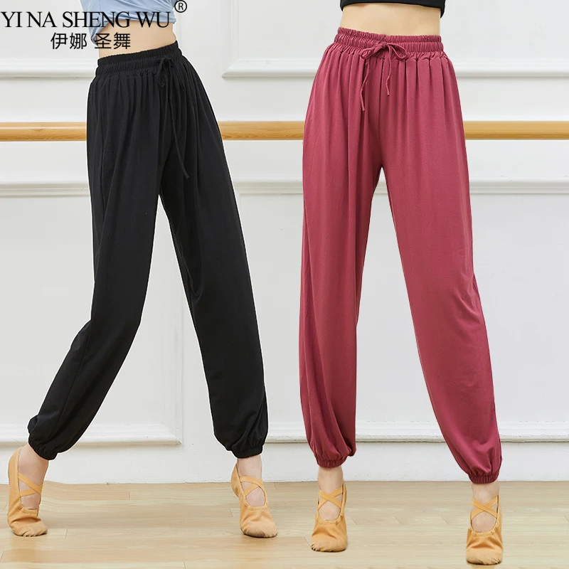 Calças Dança Moderna para Mulheres Dança Clássica Prática Lantern Pants Modal Drawstring Lounge Pant Calças Dança Confortável