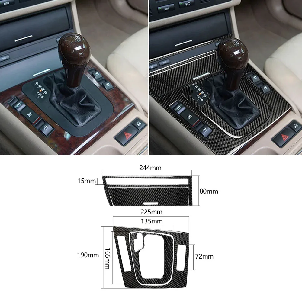 

For BMW 3 Series E46 1997-2004 Carbon Fiber Car Cigarette Lighter Trim Frame Gear Shift Panel Handbrake Table Decorative Sticker