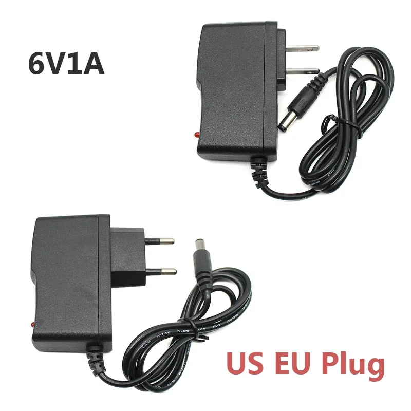 6V 1A  AC to DC 100V-240V Wall Charger Power Supply 1000ma Adapter Converter adaptor Transformer US EU Plug charging 5.5mm*2.5mm