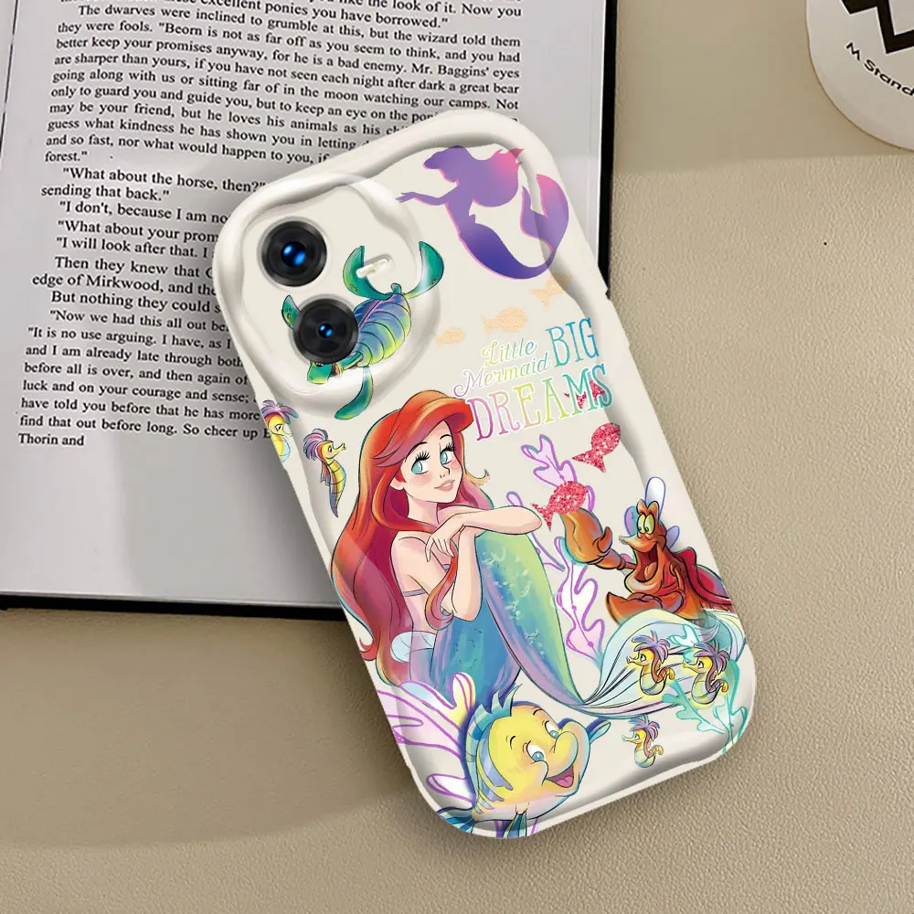 Disney The Little Mermaid Ariel Case For VIVO Y100 Y93 Y91 Y85 Y78 Y77 Y76 Y73 Y50 Y36 Y35 Y28 Y22S Y21 Y21T Y20 Y19 5G 3D Cover