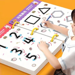 Juego de libros de trabajo reutilizables para niños de 34 páginas con bolígrafo borrable: aprendizaje temprano del desarrollo de habilidades de escritura y dibujo, libros educativos para entrenamiento con control de bo