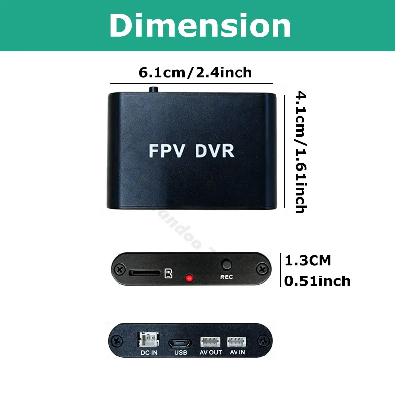 Mini AV HD DVR CVBS Analog AV Video Input Resolutions HD D1 VGA Max 32G TF Card For FPV RC Car Monitor
