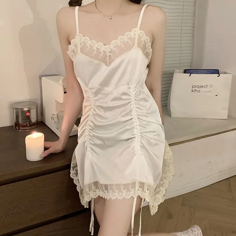 European and American cross-border sexy imitation silk pajamas women's high-end home suspender pajamas spot wholesale