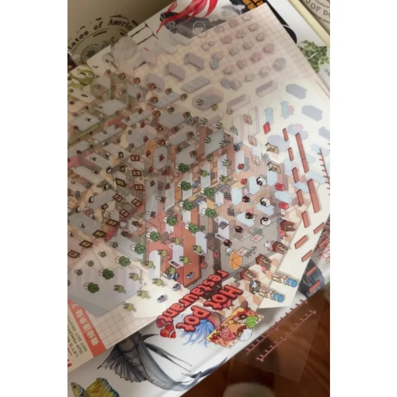 Creative 2.5D Miniature Stickers DIY Pocket Cabin Landscape Scene Pasted Layered Gift Classic Toys Sticker for Kid Children