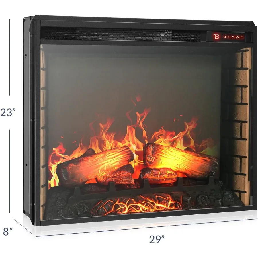 28 مدفأة كهربائية مع قوة تسخين 1500 واط ومخرج 5000 وحدة حرارية بريطانية وظيفة مؤقت قابلة للتعديل تصميم سجل خشبي واقعي وأوتوماتيكية