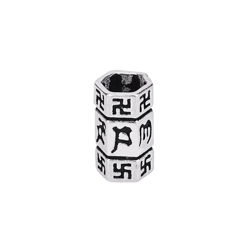 925 Sterling Silver Thai Silver Jewelry Accessories Retro Six Word Mantra Bead Straight Handmade DIY Beaded Braided Accessories