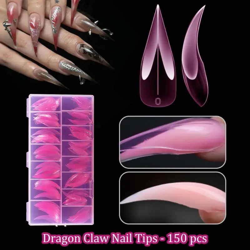 

Dragon Claw Nail-Forms 150pcs Crystal Extension Tips For Quick Gel Nails Paperless Nail Art Kit With Claw Shaped Design Salon