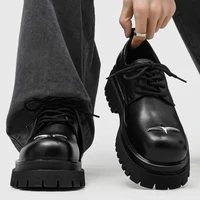 Chaussures derby à plateforme à lacets pour hommes, chaussures décontractées à semelle épaisse avec décorations métalliques, chaussures de marche quotidiennes antidérapantes 1