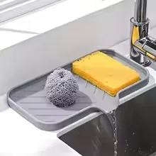 Sink Silicone Tray With drain Soap Sponge Storage Holder Countertop Sink Scrubber Brush Storage Rack Kitchen Organizer
