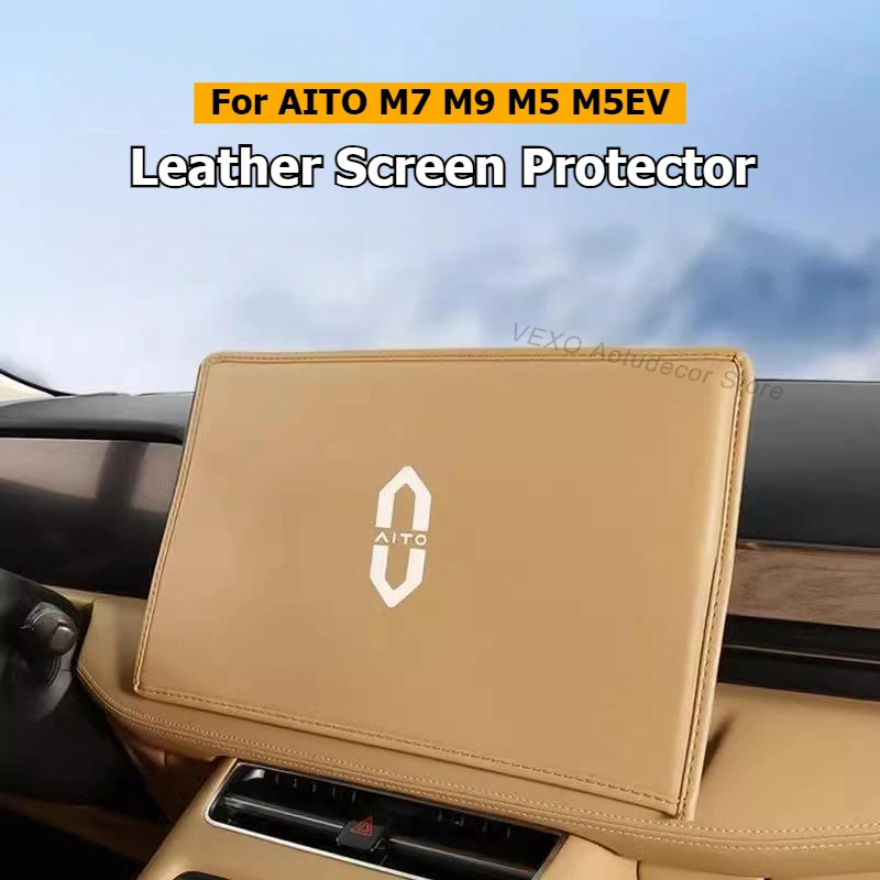 

For AITO M7 M9 M5 M5EV Car Central Control Screen Cover Leather Case Panel Dustproof Decor Protector Interior Car Accessories