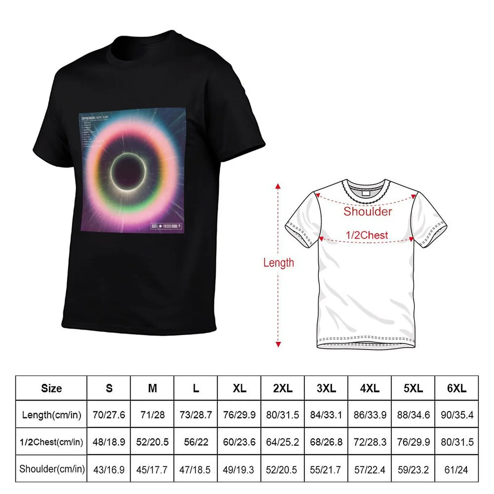 Dayseeker Dark Sun T-Shirt, Summer Casual Cotton Tee, Oversized Streetwear Tops, Vintage Graphic Print, Loose Fit Short Sleeve