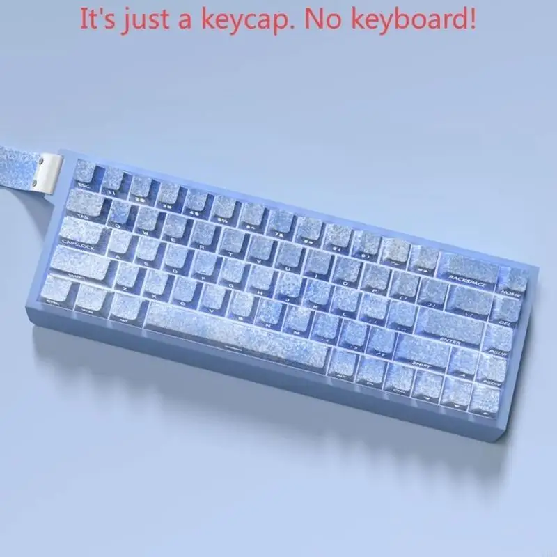 Y4QF 64/74Key KeyCaps Customs Ice Blue KeyCap Set Side Print Backlit Key Caps voor 61/64/68 Mechanische toetsenborden